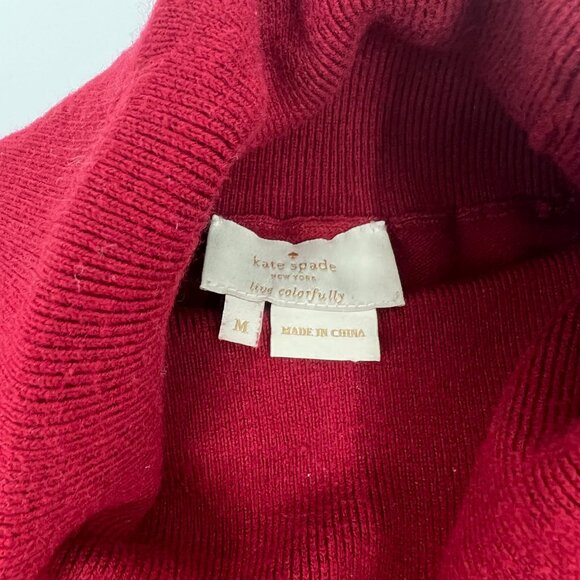 Kate Spade Red Ruffle Turtleneck Knit Sweater | Size M - Picture 8 of 8